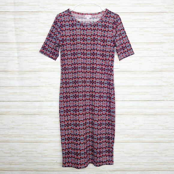 Lularoe NWT Julia Geometric Multicolored Midi Dress - Picture 1 of 6